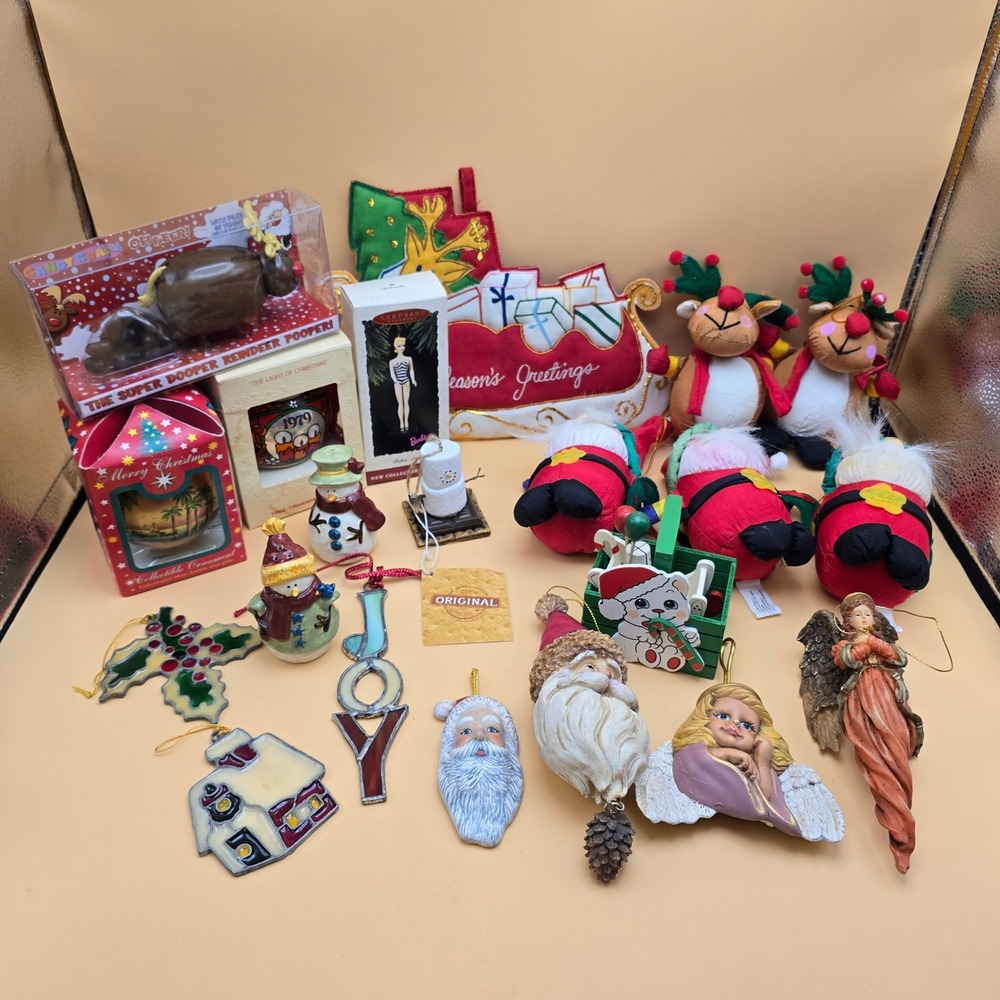 Vintage Christmas Ornament Lot Hallmark Barbie 1979 Light of Christmas Decor